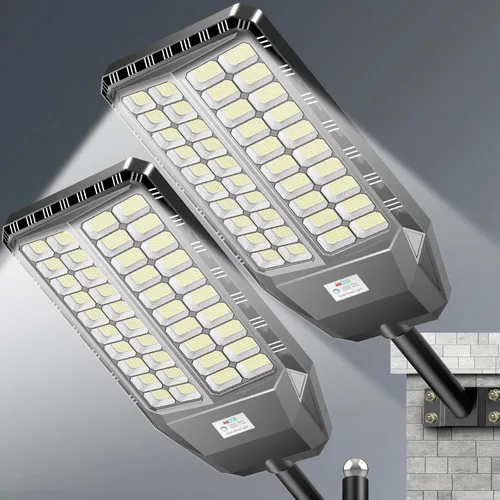Miniatura 8 de Farolas solares profesionales grandes de 10000 W para exteriores con carcasa gruesa, luz de calle de grado comercial, del atardecer al amanecer