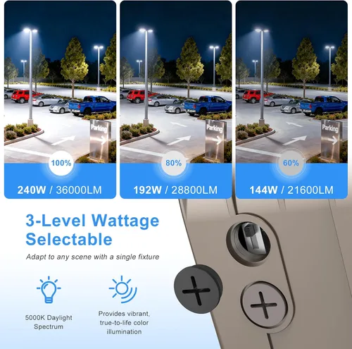 Miniatura 3 de Luces LED de estacionamiento de 240 W, 33600 lm, luces LED para poste de tamaño caja de zapatos, 800 W HID/HPS de reemplazo, 5000 K, IP65, CA