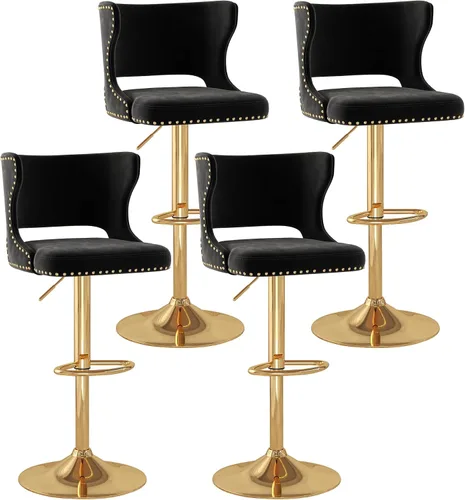 Miniatura 10 de Westice Juego de 2 taburetes de bar, taburetes de altura de mostrador para isla de cocina con base dorada ajustable, modernas sillas de bar