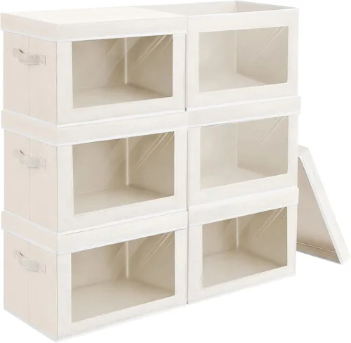 Miniatura 20 de Homsorout Contenedores de almacenamiento con tapas, organizadores pequeños de tela con ventana, contenedores de almacenamiento plegables para ropa