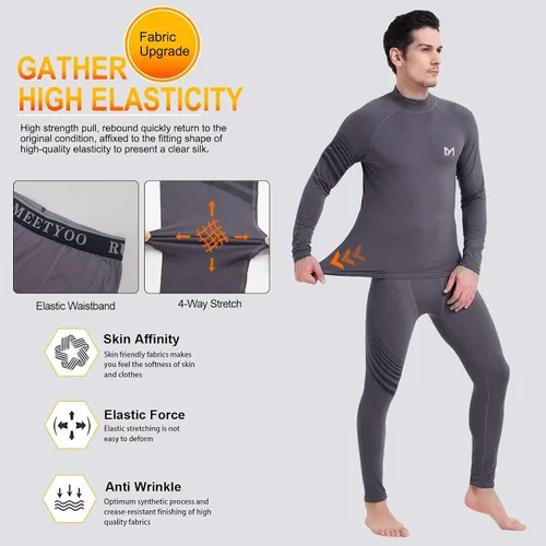 Miniatura 4 de MEETYOO Camisa térmica de manga larga con cuello alto para hombre, ropa interior de compresión ligera, transpirable, capa base