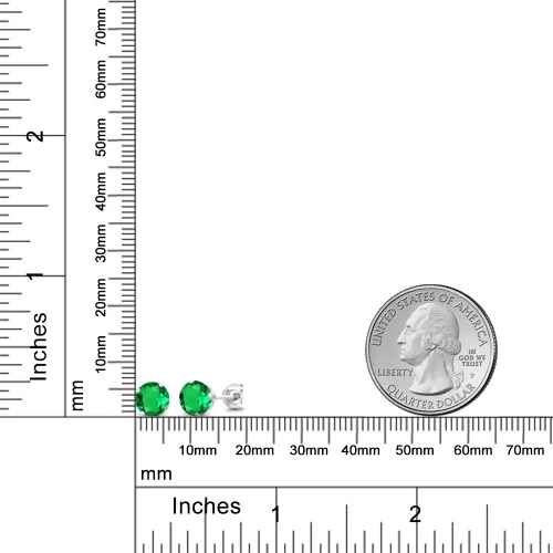 Miniatura 101 de Gem Stone King Aretes redondos de plata de ley 925 con piedra natal de 0.236 in para mujer
