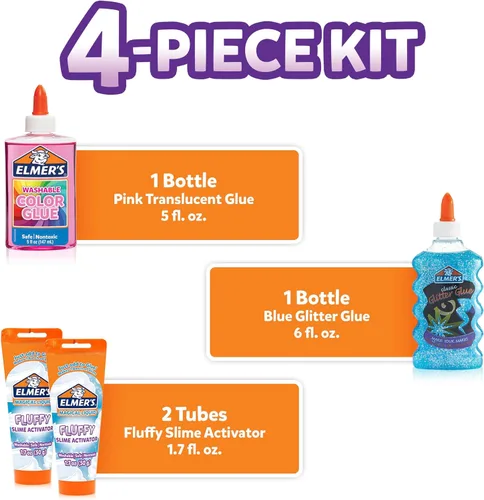 Miniatura 2 de Elmer's Kit de slime esponjoso, incluye pegamento de color translúcido, pegamento con purpurina, activador de slime esponjoso, 4 unidades, perfecto