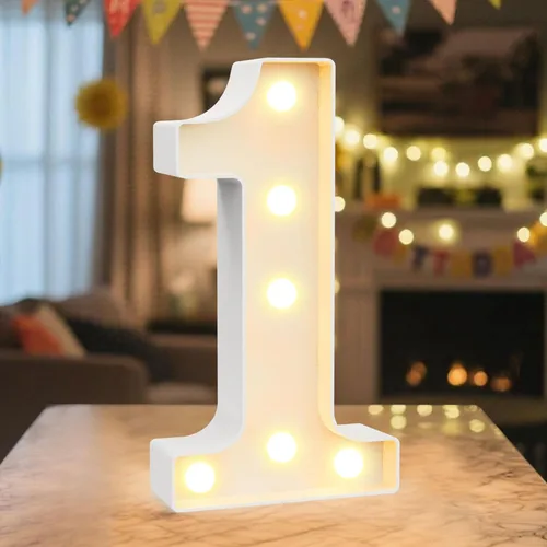 Miniatura 14 de Letrero de números con luz LED de marquesina, letrero de números de cumpleaños iluminado para decoración de fiesta de cumpleaños, pared de bar