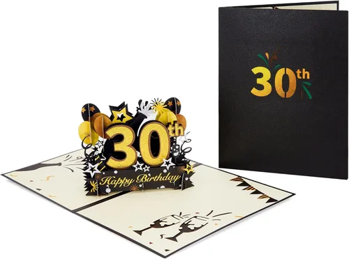 Miniatura 3 de Tarjeta desplegable de feliz cumpleaños 30, tarjeta de cumpleaños 30 con nota y sobre, regalos de cumpleaños 30 para marido, esposa, hombres