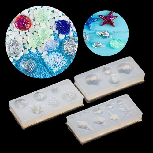 Miniatura 2 de XIANSHI Nuevo molde de silicona con forma de concha de concha de concha de mar, 3 piezas, plantilla de arte de uñas, moldes de silicona