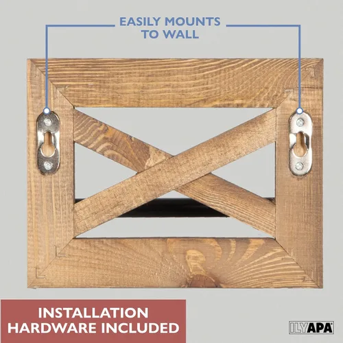 Miniatura 3 de Ilyapa Juego de soporte de papel higiénico rústico con toallero para baño, estantes de pared - Barra de madera de granero y metal negro, decoración