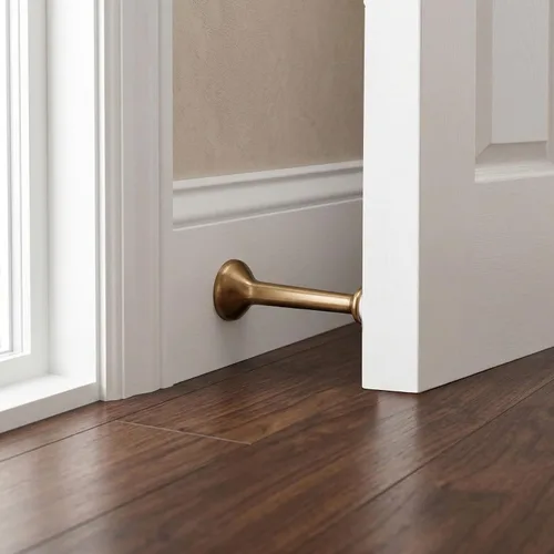 Miniatura 9 de Triumph Hardware Tope de puerta rígido sólido de 3 pulgadas con punta de goma suave, tope de puerta sólido de metal de aleación de zinc que protege