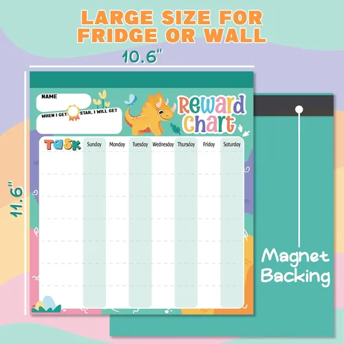 Miniatura 6 de Reward Chart for Kids – Dinosaur Magnetic Kids Behavior Chart, Pad with 26 Chore Charts, 1920 Star Stickers, 49 Incentive Stickers, Responsibility