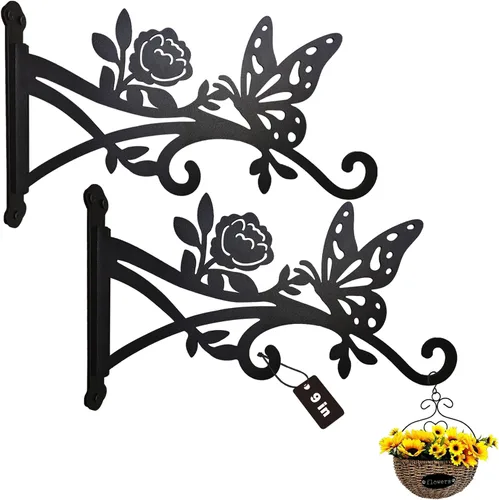 Miniatura 11 de Paquete de 2 ganchos de pared colgantes para plantas de 12 pulgadas, ganchos de pared para comedero de pájaros, gancho de metal resistente