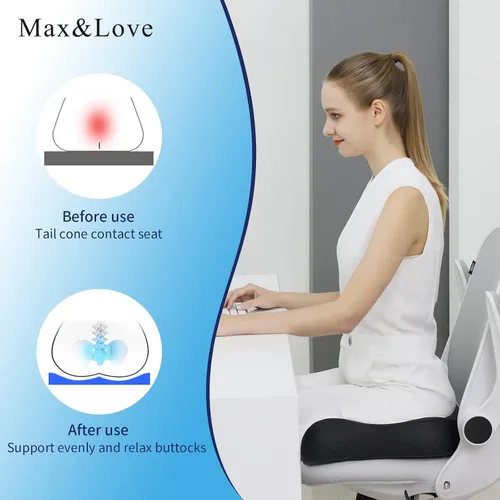 Miniatura 2 de Cojín de espuma viscoelástica para silla de asiento para aliviar el dolor de espalda, ciática, dolor de coxis, disco degenerativo, cojín ortopédico