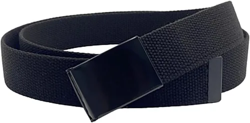 Miniatura 7 de Cinturón de lona con hebilla abatible negra, cintura de hasta 45 pulgadas, cinturón militar y de golf