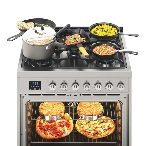 Miniatura 2 de KoolMore Estufa profesional de gas de 30 pulgadas con superficie de cocción de 5 quemadores, horno de convección rápida y temporizador digital