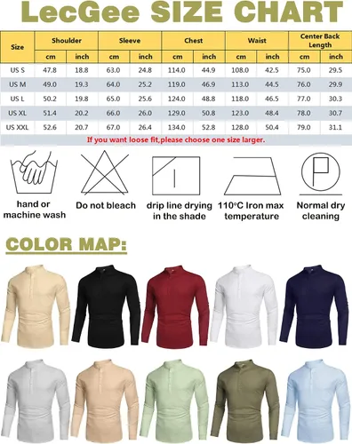 Miniatura 6 de LecGee Mens Cotton Linen Henley Shirt Long Sleeve Casual Beach Hippie T-Shirts Lightweight Yoga Tee Tops