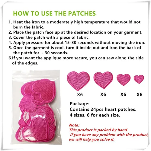 Miniatura 6 de 24 parches para planchar con corazón rosa y rosa, parches bordados con corazón para ropa, chaquetas, sombreros, mochilas, jeans 2-Rosa