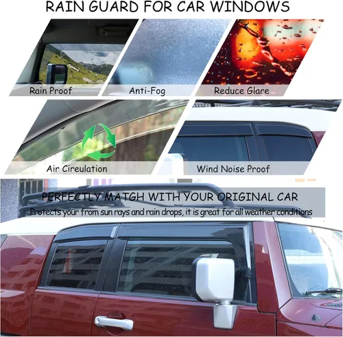 Miniatura 5 de Visera de protección contra la lluvia para ventana todoterreno, deflector, deflector, visera de puerta, ajuste para Toyot@ FJ Cruiser 2004-2021 SUV