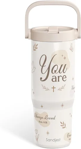 Miniatura 17 de SANDJEST Besties - Vaso de acero inoxidable con tapa para pajita de 30 onzas con asa de transporte para mujeres, niñas, mejores amigas, taza de café