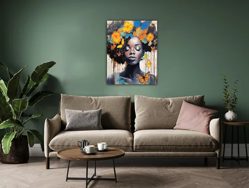 Miniatura 215 de Arte de pared afroamericano, decoración de rey y reina bailarín negro para sala de estar, arte de pareja de amor negro para dormitorio, lienzo