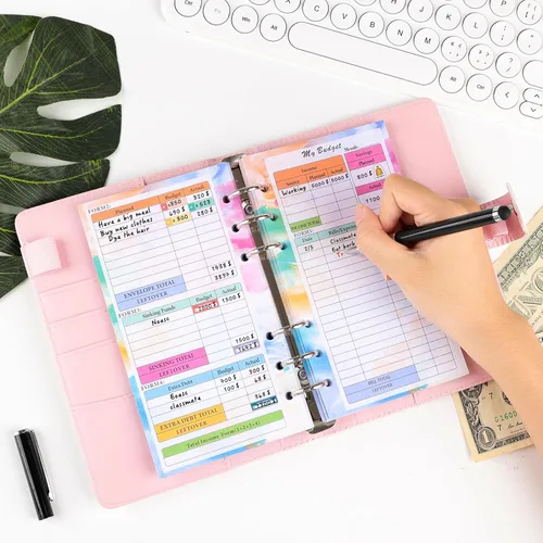 Miniatura 6 de Toplive Paquete de 3 Papel de Repuesto para Planificador A6 y Hojas de Presupuesto, Planificador Mensual Semanal Hojas Sueltas Insertos 6 Agujeros