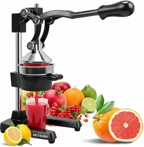 Exprimidor de hierro fundido, exprimidor de hierro fundido resistente para exprimir jugo fresco de naranjas, limones, granadas, sin esfuerzo, Negro