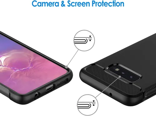 Miniatura 6 de JETech Funda delgada para Samsung Galaxy S10e, funda delgada para teléfono con absorción de golpes y diseño de fibra de carbono (negro)
