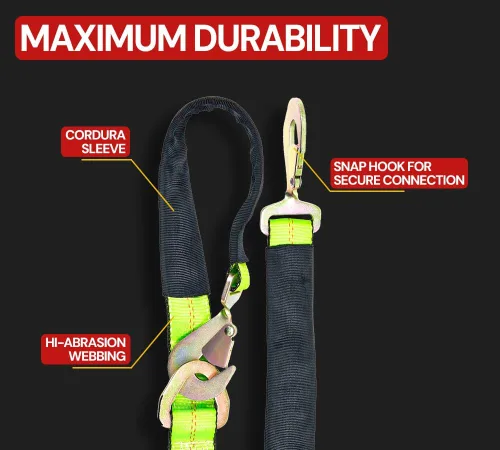Miniatura 6 de Mytee Products Paquete de 2 correas de brida en V de 2 pulgadas x 4 pies con ganchos a presión con funda de cordura y correas de eje, anillo en D