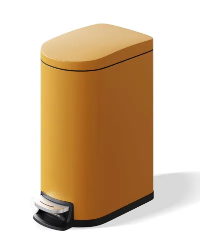 Miniatura 19 de Garvee Cubo de basura de metal de 1.6 galones / 6 litros con tapa, bote de basura delgado e impermeable para dormitorio, cubo de basura pequeño