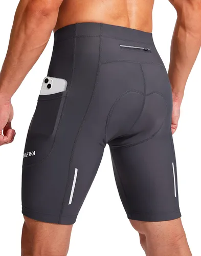 Bikewa Pantalones cortos de ciclismo para hombre, acolchados en 3D, ciclismo de carretera, montaña, ciclismo, ciclismo, ciclismo UPF 50+, bolsillos