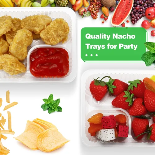 Miniatura 6 de Baderke 200 bandejas para nachos desechables de plástico de 6 x 5 pulgadas, recipientes de nacho de 12 onzas para suministros de fiesta nocturna
