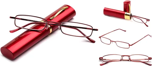 Miniatura 2 de Newbee Fashion - Gafas de lectura con patillas de resorte "Pocket" con estuche de aluminio portátil con clip de bolsillo