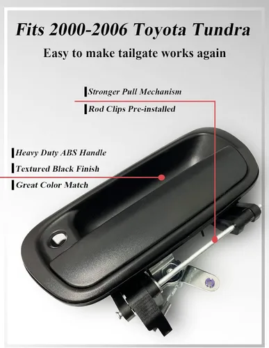 Miniatura 2 de SYOAUTO Manija de compuerta trasera para Toyota Tundra 2000-2006, manija de pestillo de compuerta trasera con orificio para llave que reemplaza #