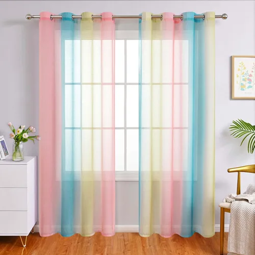 Miniatura 8 de WUBODTI Cortinas de arcoíris para decoración de dormitorio de niñas, 63 pulgadas de largo, con temática de princesa de unicornio, cortinas Rosa