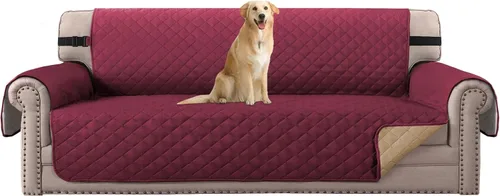Miniatura 57 de H.VERSAILTEX Funda de sofá resistente al agua para sofá de 3 cojines, reversible, protector de muebles acolchado con correa elástica, funda de sofá