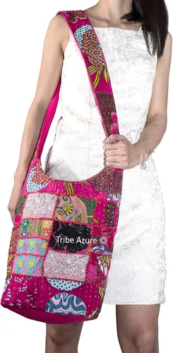 Miniatura 2 de Tribe Azure - Bolso bandolera de lona para mujer, estilo hobo, floral, para verano, bohemio