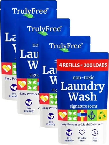 Truly Free Detergente natural para ropa sensible | Respetuoso con el medio ambiente, a base de plantas, seguro para ropa de bebé | Polvo limpio y