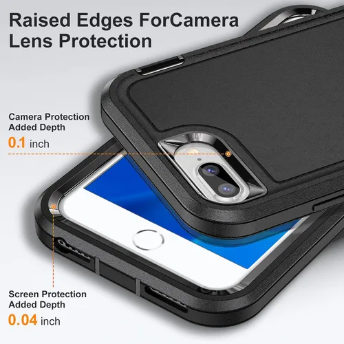 Miniatura 6 de IDweel Funda para iPhone 8 Plus/7 Plus/6S Plus/6 Plus con soporte, protección resistente, a prueba de golpes, arañazos, ajuste delgado, negro