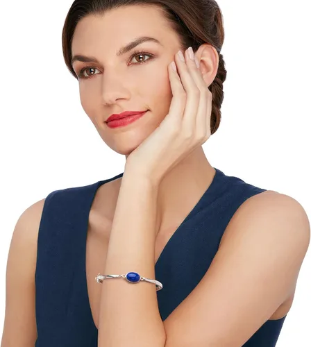 Miniatura 2 de Ross-Simons Bezel-Set Lapis Bangle Bracelet in Sterling Silver