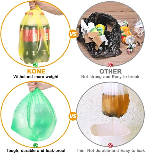 Miniatura 3 de KONE Bolsas de basura de 4 galones, 168 unidades, extragruesas, pequeñas, pequeñas bolsas de basura para baño, hogar, oficina, cocina