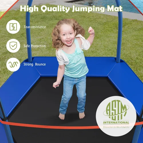 Miniatura 4 de Giantex - Trampolín de 7 pies para niños, marco de acero resistente pequeño mini trampolín para niños pequeños, grandes regalos para niños y niñas