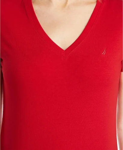 Miniatura 7 de Nautica Camiseta de algodón elástico con cuello en V para mujer Easy Comfort