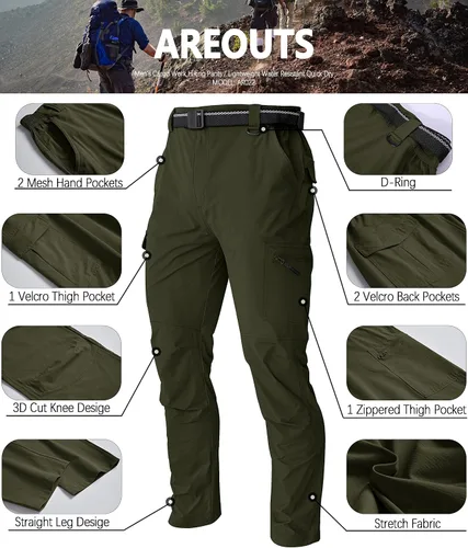 Miniatura 69 de Pantalones de senderismo para hombre, ligeros, resistentes al agua, de secado rápido, pesca, viajes, campamento, al aire libre, transpirables
