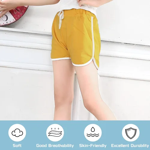 Miniatura 2 de JOCMIC Paquete de 3 pantalones cortos activos para niños y niñas de algodón para correr gimnasio