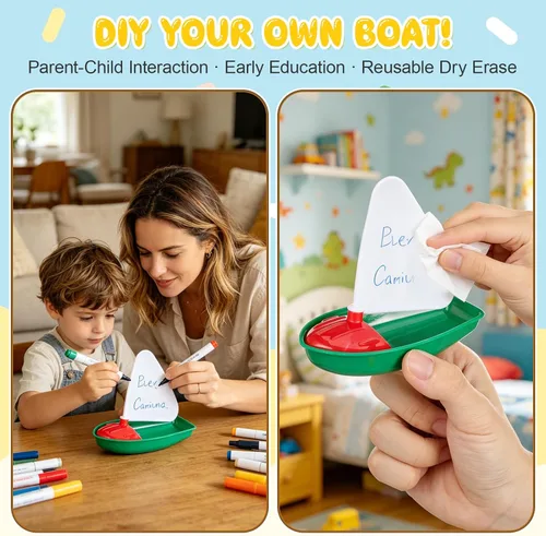 Miniatura 4 de Toyvian Barco y velero de juguete de baño, 3 piezas para niños pequeños, sin moho, pequeños barcos de plástico para bañera, juguetes acuáticos