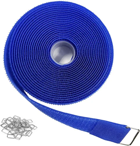 YMCRLUX Correas de gancho y bucle de 1 x 16 pies con 25 hebillas de metal, correas de cable de fijación ajustables, correa de cincha cortada a la