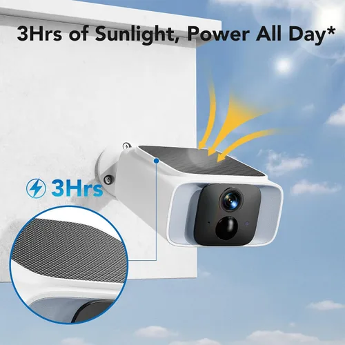 Miniatura 9 de GNCC Cámara de seguridad solar inalámbrica para exteriores, WiFi de 2.4 GHz y 5 GHz, visión nocturna a color de 4 MP, detección humana AI, audio