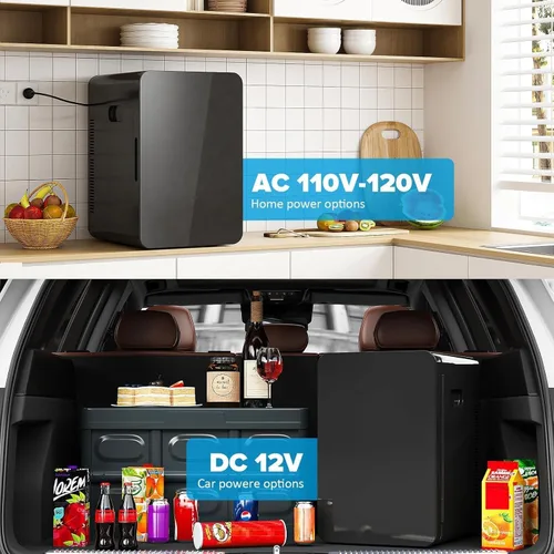 Miniatura 6 de Kikihouse Mini refrigerador de 22L/30 latas para dormitorio, enfriador y calentador portátil de 12 V CC, mini refrigerador con frente de vidrio