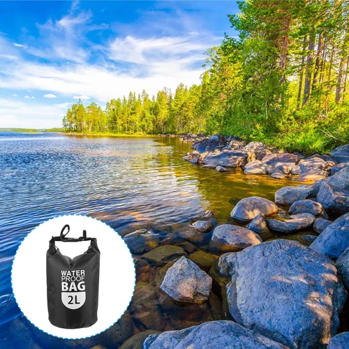 Miniatura 8 de PATIKIL Bolsa seca flotante impermeable, 2 L para exteriores, mochila con ventana transparente para navegar, rafting, kayak, color negro