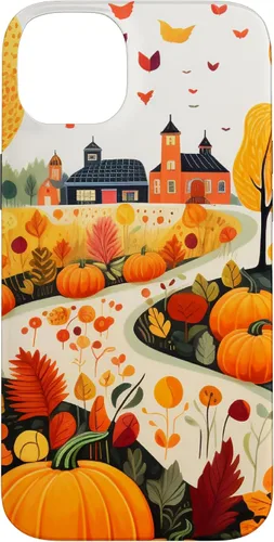 Miniatura 15 de iPhone 12 mini hojas otoño calabaza patrón otoño color hojas caso