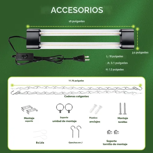 Miniatura 6 de Hlite Paquete de 4 luces LED de cultivo de 16 pulgadas, luces de cultivo enlazables para plantas de interior, luces de plantas de espectro completo