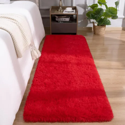 Miniatura 18 de DETUM Alfombra pequeña de 2 x 3 pies para dormitorio, Kicthen entrada, pasillo, lavable, antideslizante, color borgoña, alfombras de felpa